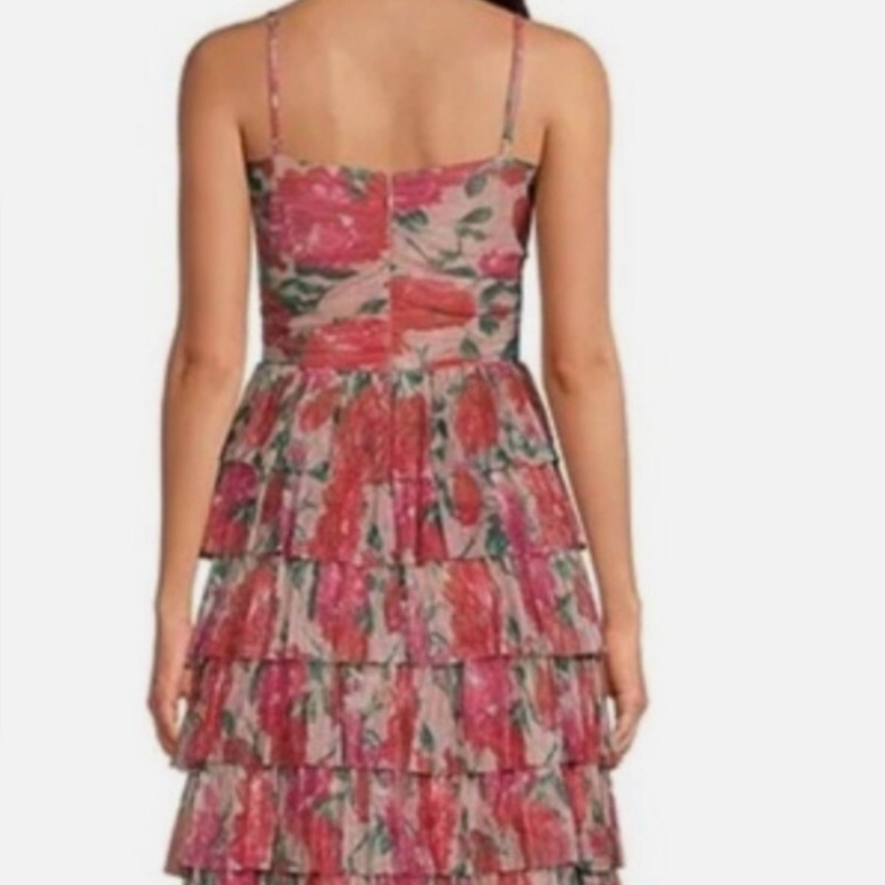 Gianni Bini Pink and Green Tiered Maxi Dress